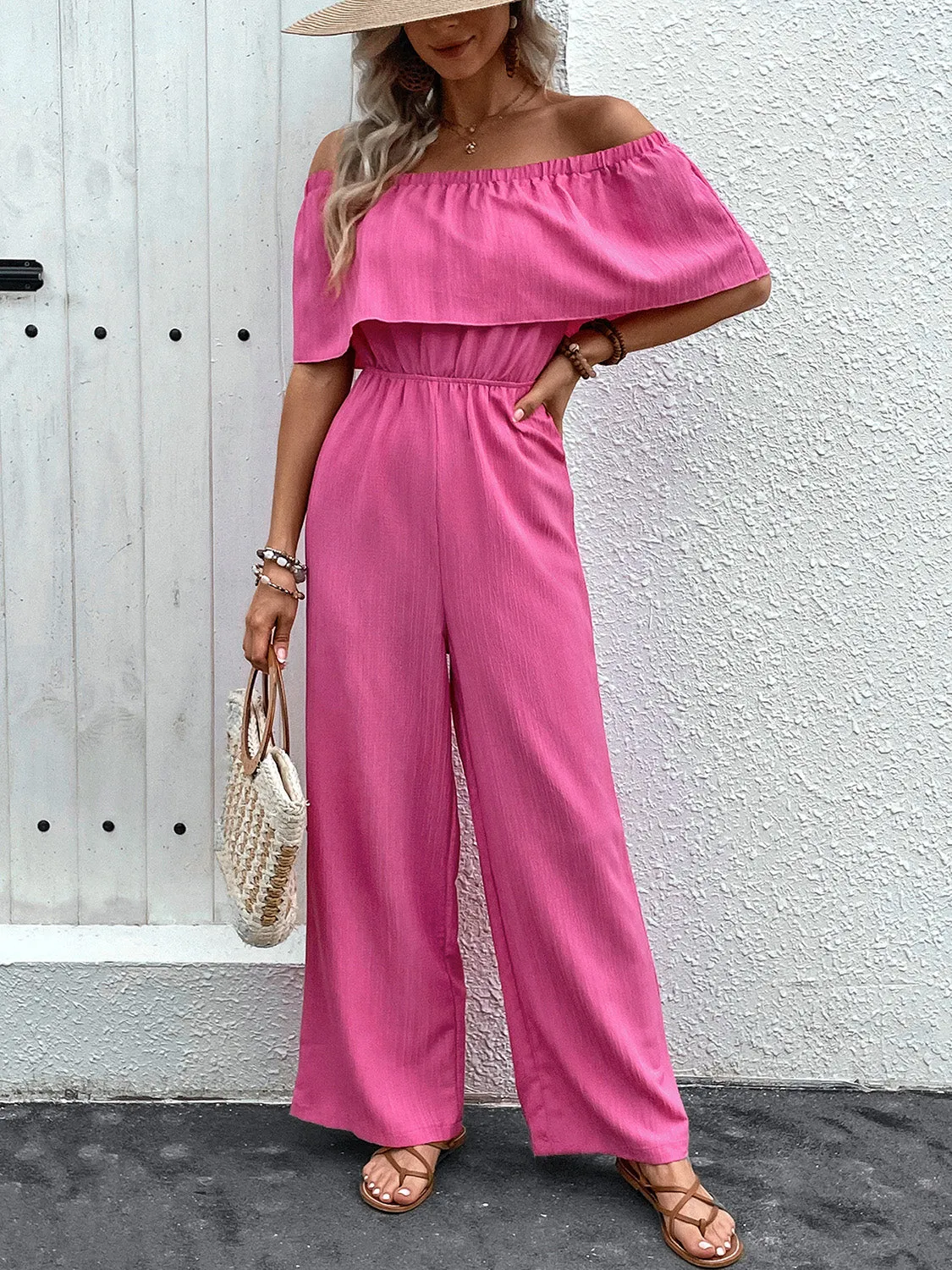 Off-Shoulder Wide Leg Jumpsuit sold by Charming Charlie product image thumbnail 3