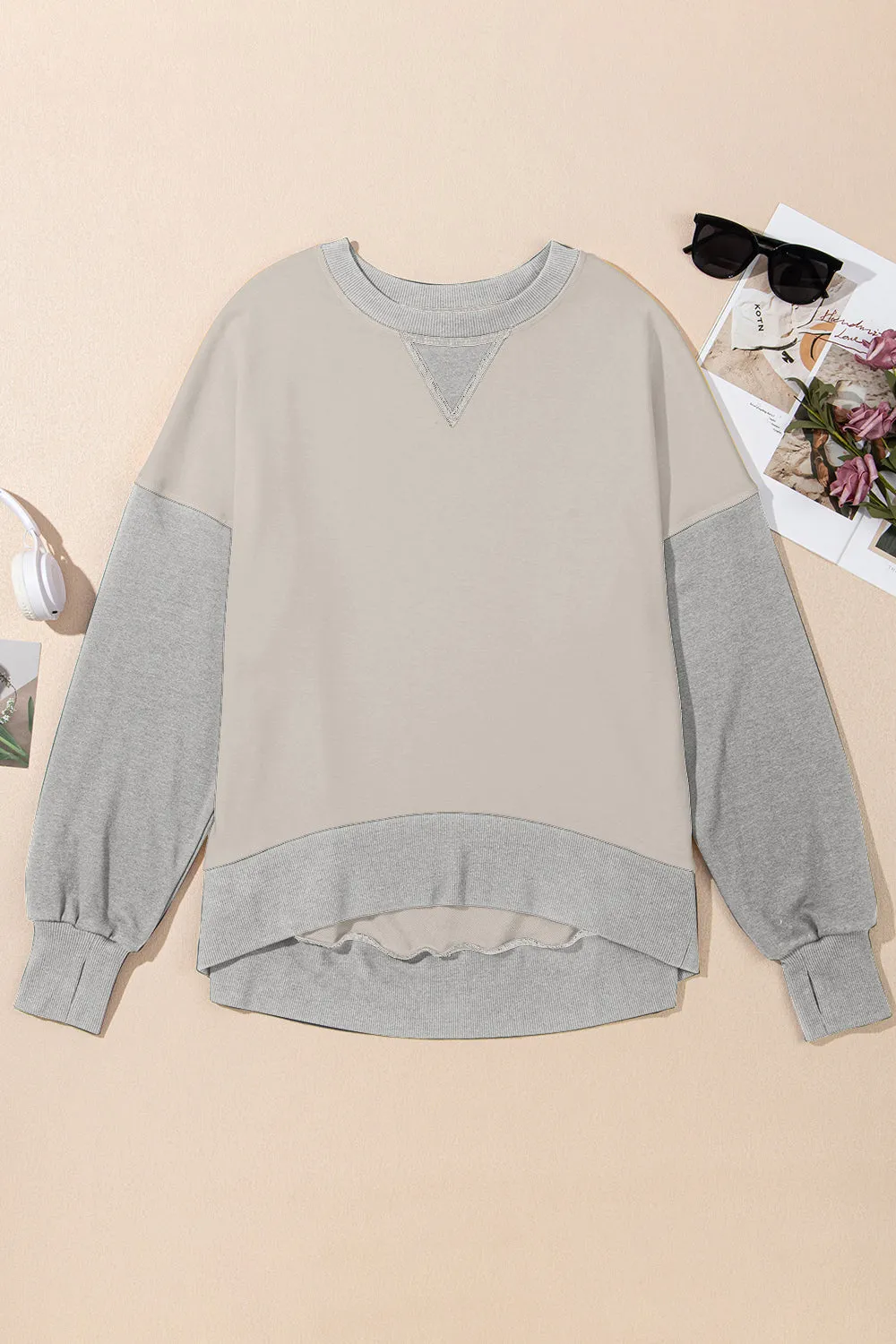 Contrast Round Neck Long Sleeve Sweatshirt sold by Charming Charlie product image thumbnail 3
