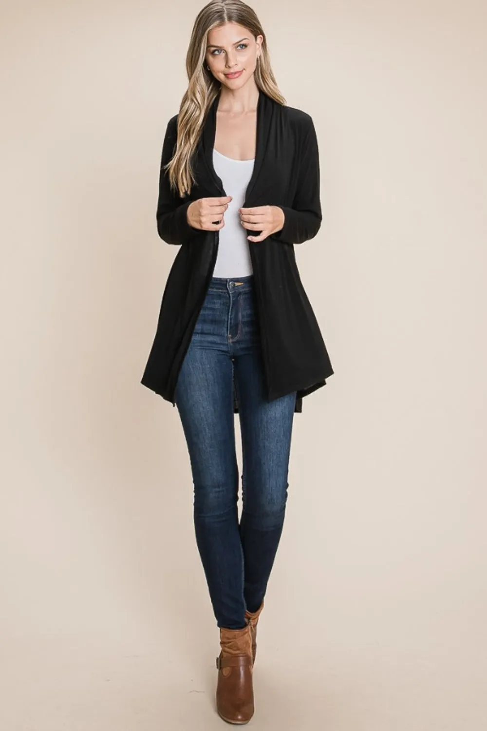BOMBOM Open Front Long Sleeve Cardigan sold by Charming Charlie product image thumbnail 5