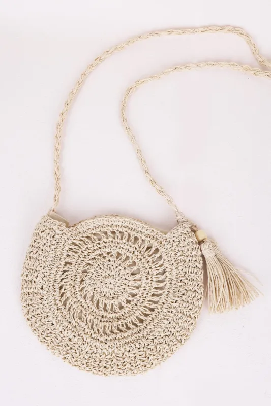 Tassel Straw Braided Strap Shoulder Bag sold by Charming Charlie