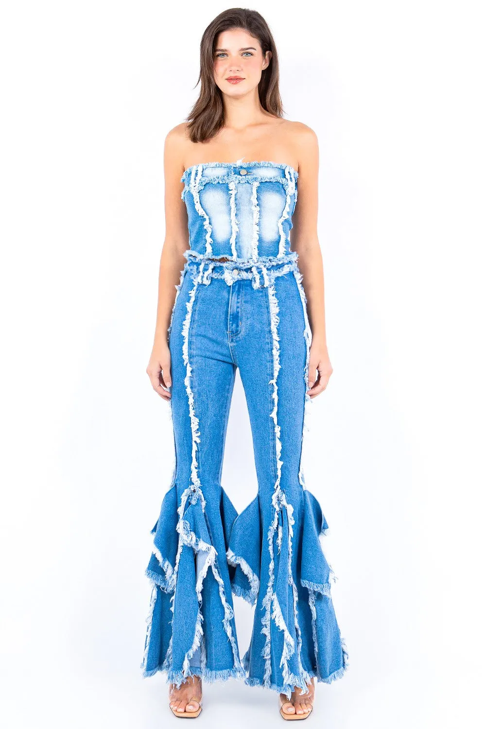 American Bazi Frayed Edge Denim Corset Top sold by Charming Charlie product image thumbnail 5