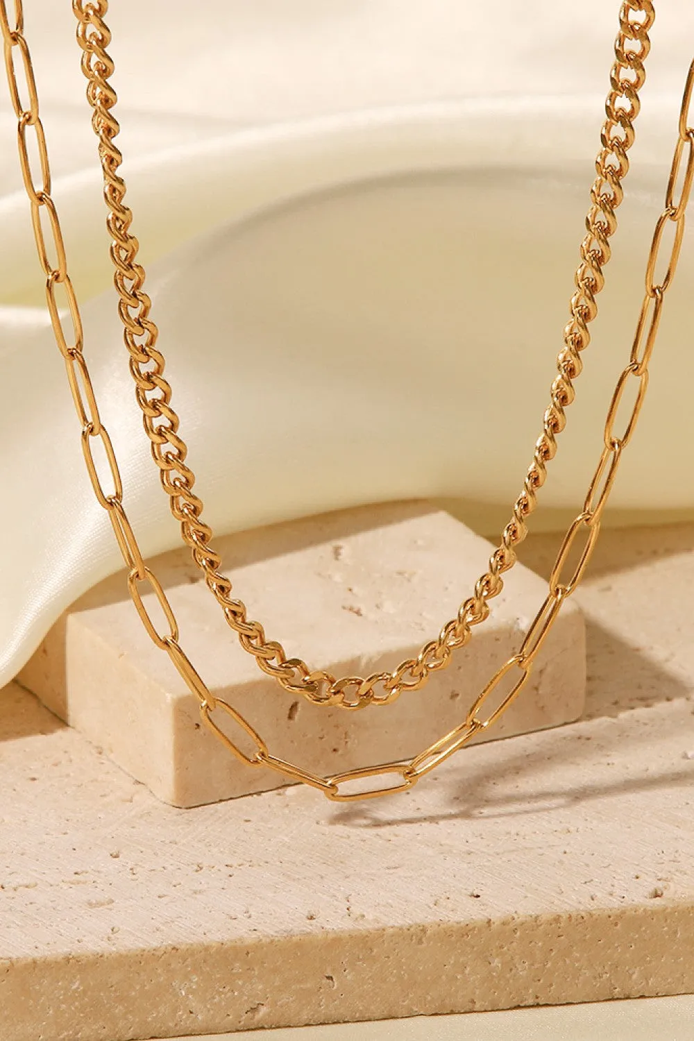 18K Gold Plated Layered Chain Necklace sold by Charming Charlie product image thumbnail 2