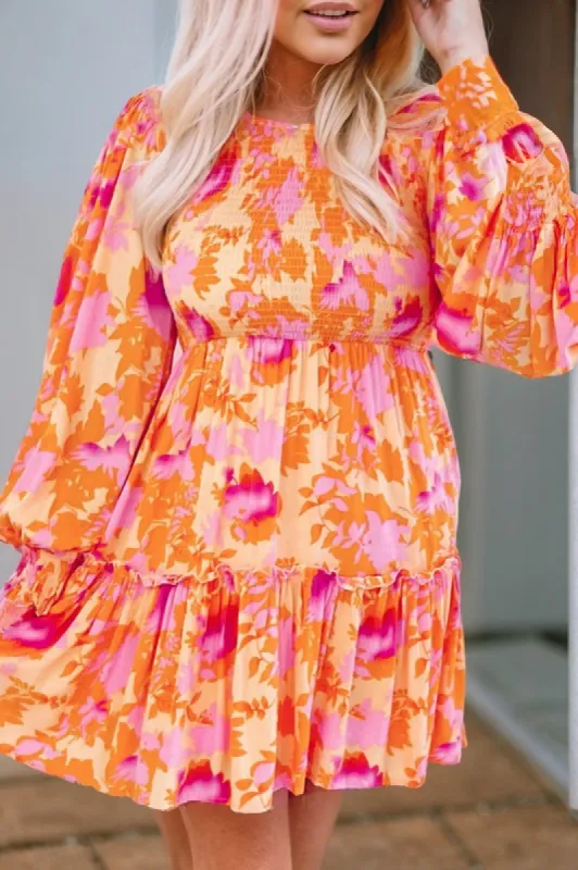 Abstract Smocked Bust Ruffle Mini Dress sold by Charming Charlie