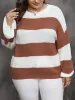 Plus Size Striped Round Neck Long Sleeve Sweater sold by Charming Charlie