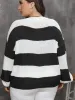 Plus Size Striped Round Neck Long Sleeve Sweater sold by Charming Charlie