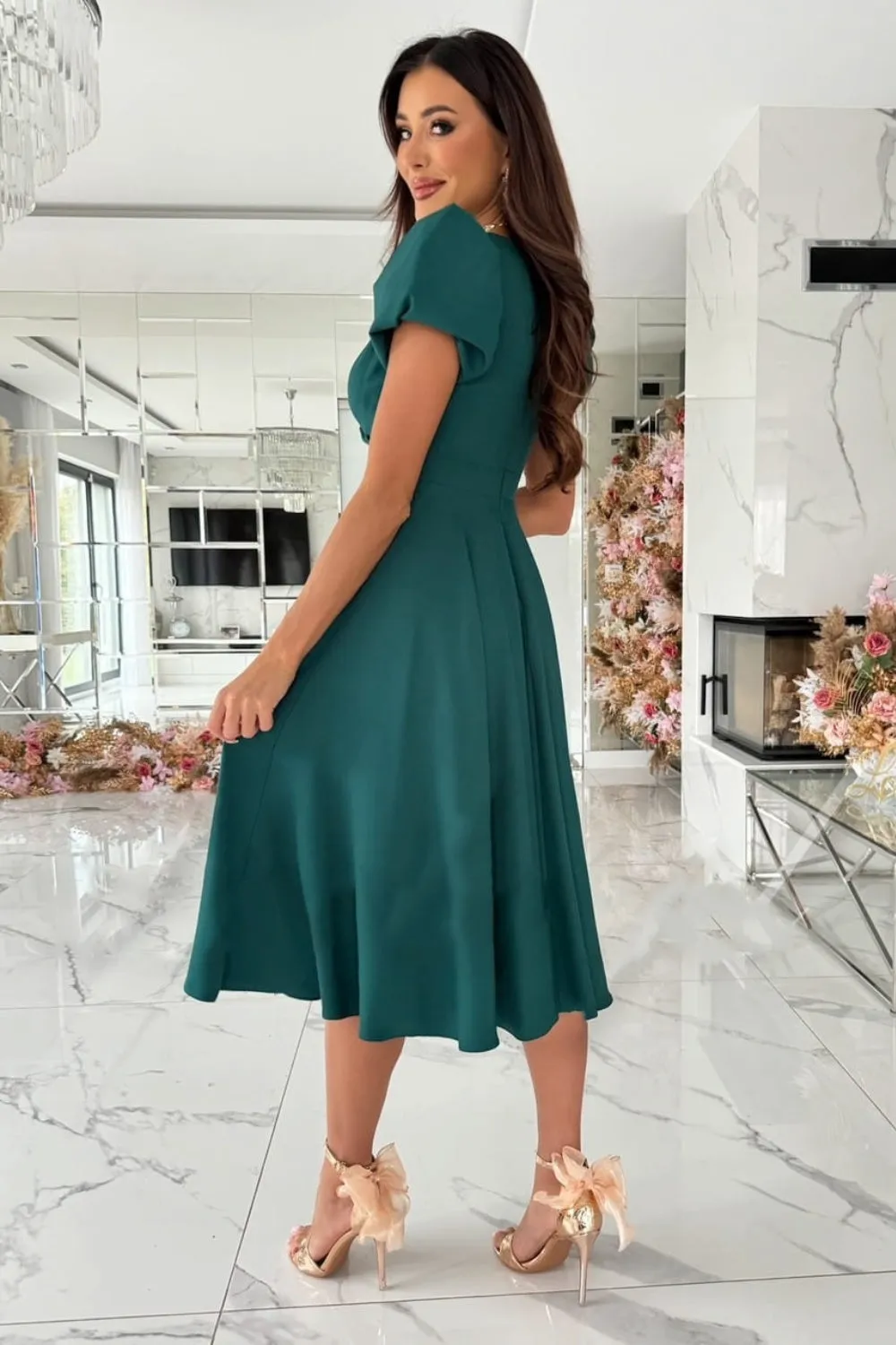 Surplice Puff Sleeve Midi Dress sold by Charming Charlie product image thumbnail 2