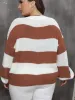 Plus Size Striped Round Neck Long Sleeve Sweater sold by Charming Charlie
