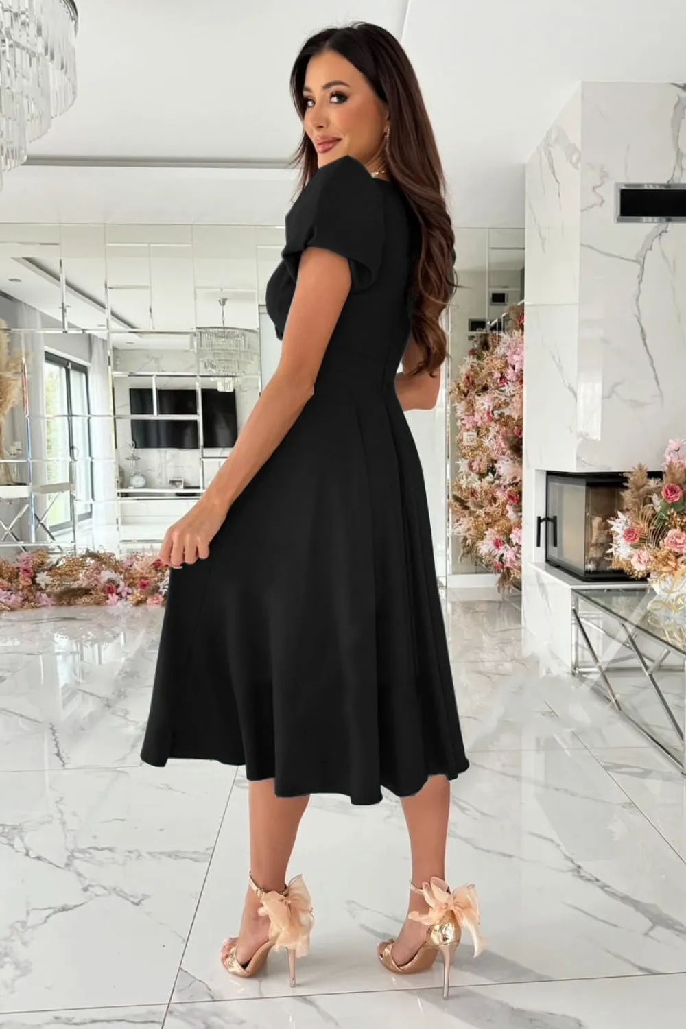 Surplice Puff Sleeve Midi Dress sold by Charming Charlie product image thumbnail 5