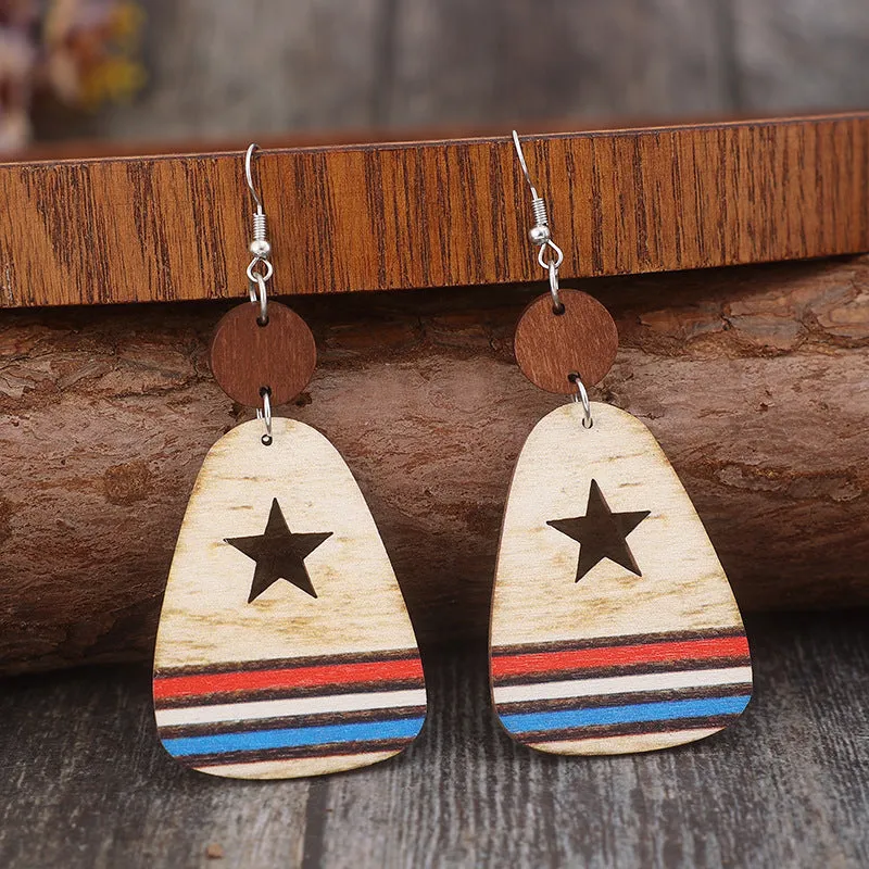 Cutout Star & Stripes Wooden Dangle Earrings sold by Charming Charlie product image thumbnail 3