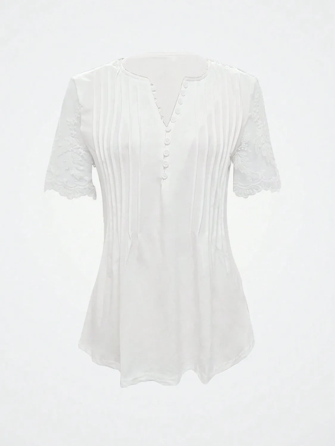 Notched Lace Short Sleeve Top sold by Charming Charlie product image thumbnail 3