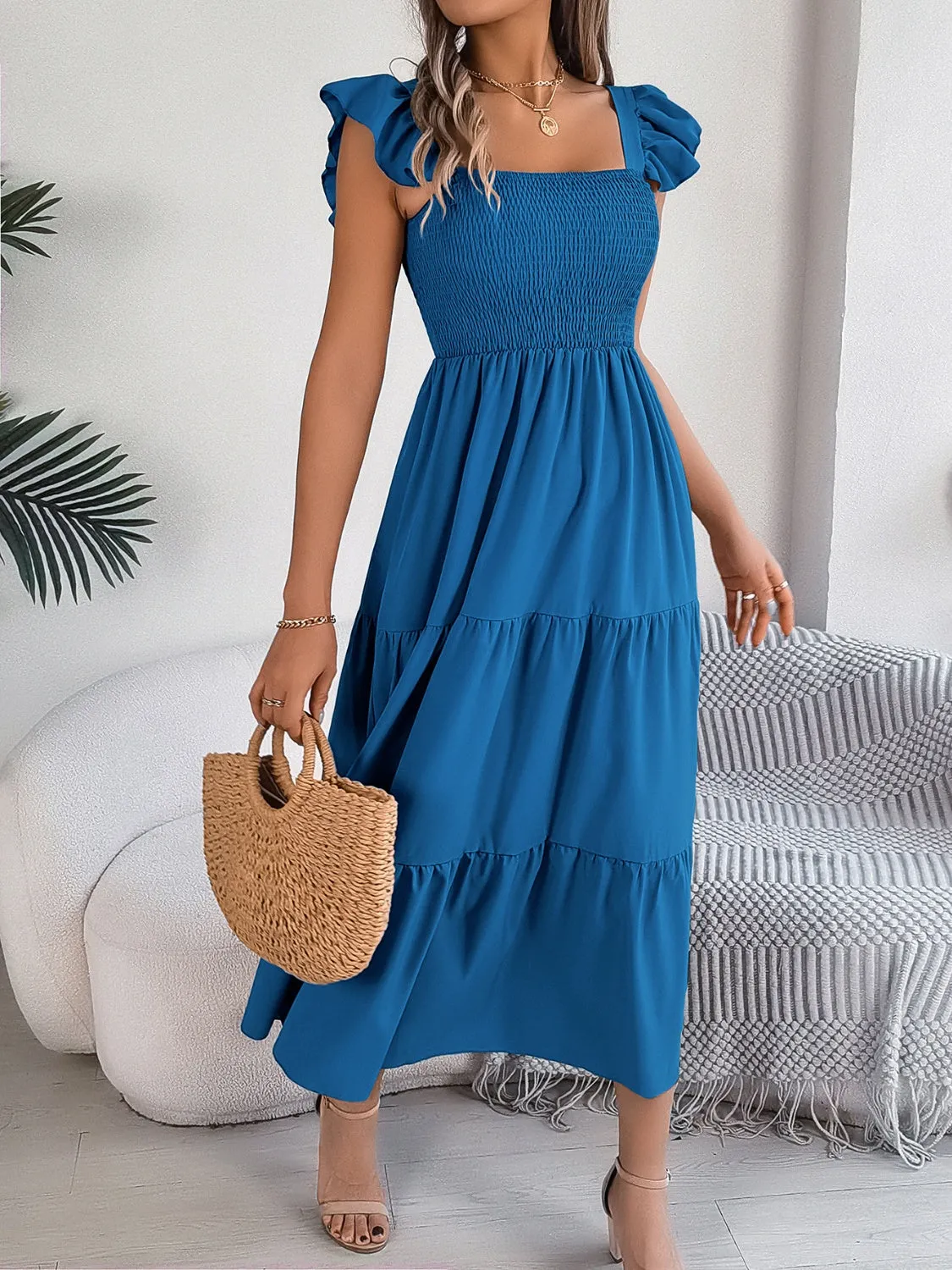 Smocked Square Neck Cap Sleeve Midi Dress sold by Charming Charlie product image thumbnail 3