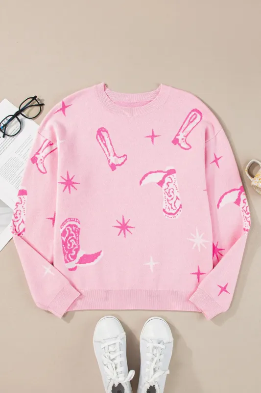 Boots Round Neck Long Sleeve Top sold by Charming Charlie