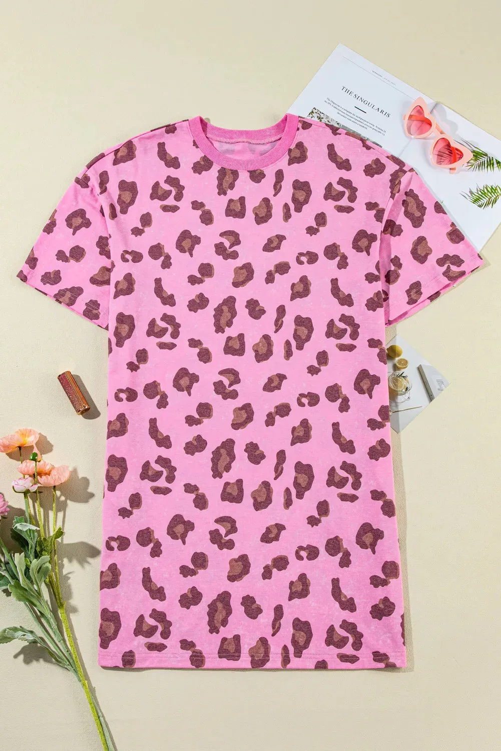 Leopard Round Neck Mini Tee Dress sold by Charming Charlie