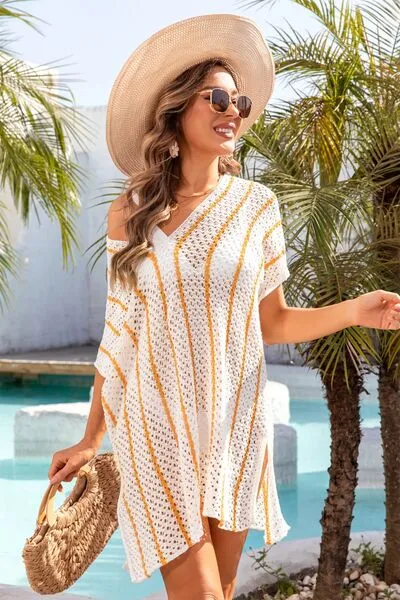 Openwork V-Neck Short Sleeve Cover Up sold by Charming Charlie product image thumbnail 4