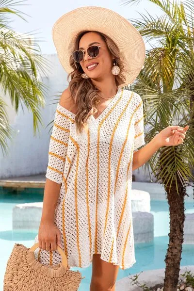 Openwork V-Neck Short Sleeve Cover Up sold by Charming Charlie product image thumbnail 5