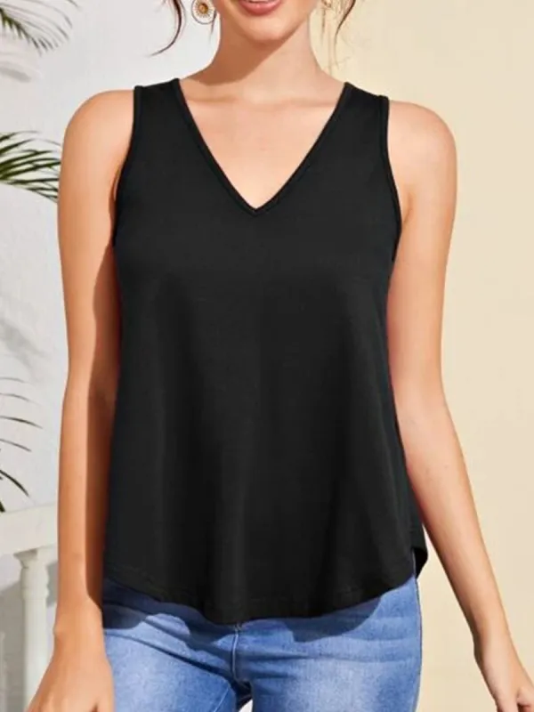 V-Neck Curved Hem Tank sold by Charming Charlie