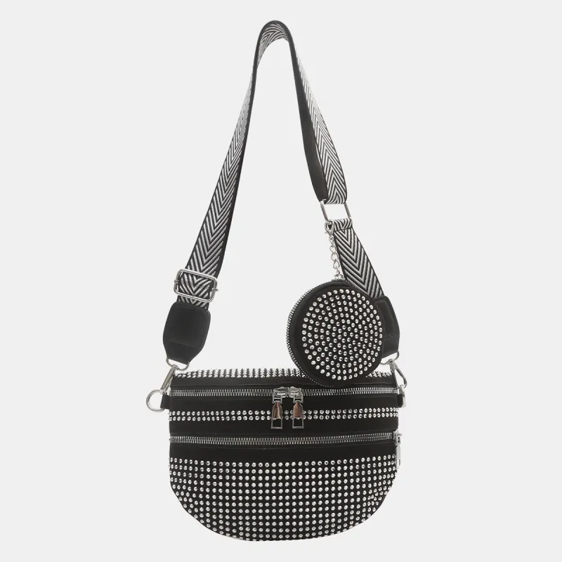 Studded Adjustable Strap Crossbody Bag sold by Charming Charlie