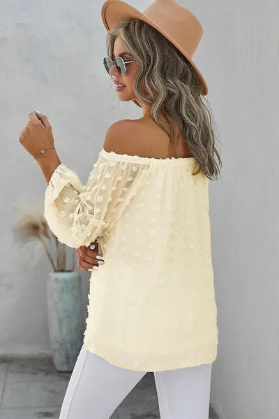 Swiss Dot Off-Shoulder Long Sleeve Blouse sold by Charming Charlie product image thumbnail 4