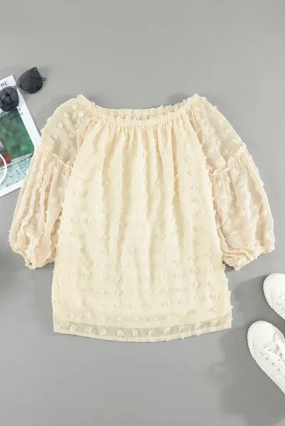 Swiss Dot Off-Shoulder Long Sleeve Blouse sold by Charming Charlie product image thumbnail 5