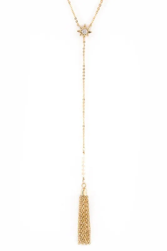 Crystal Star & Tassel Drop Layer Necklace sold by Charming Charlie