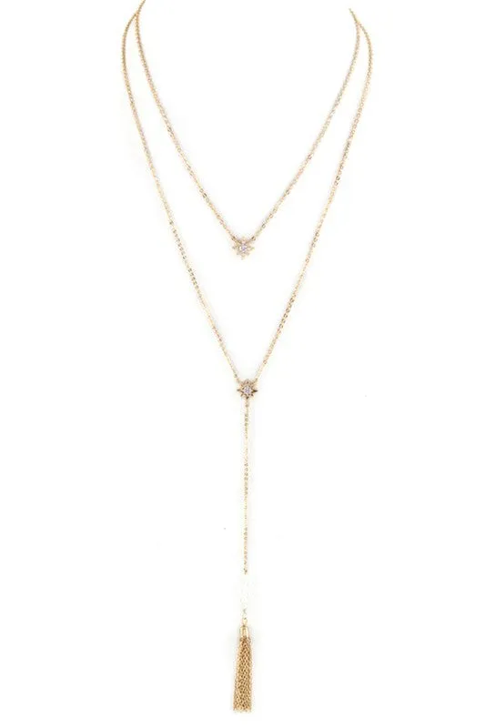 Crystal Star & Tassel Drop Layer Necklace sold by Charming Charlie product image thumbnail 3