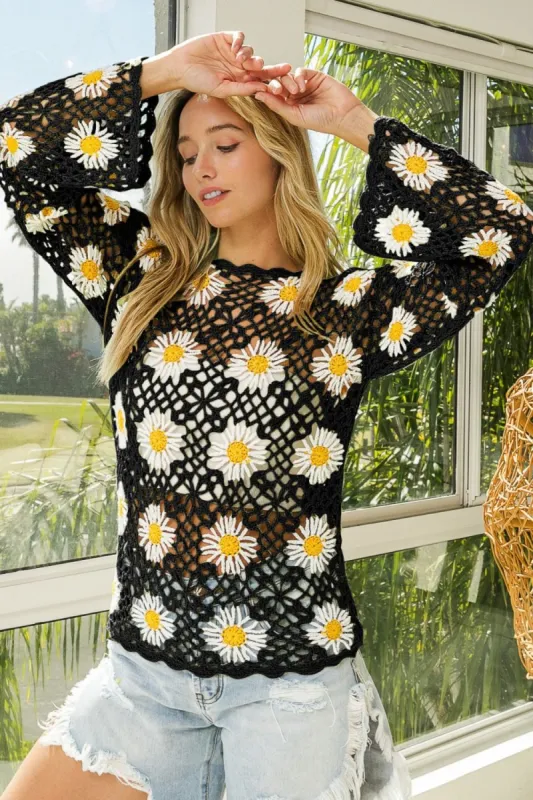 BiBi Floral Crochet Net Lace Cover Up sold by Charming Charlie