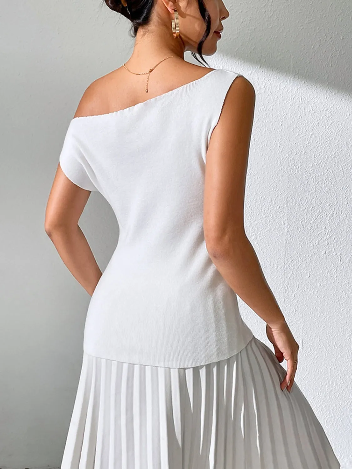 Single Shoulder Short Sleeve Knit Top sold by Charming Charlie product image thumbnail 2