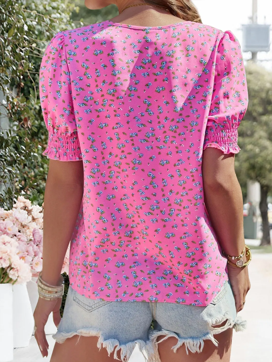 Printed V-Neck Short Sleeve Blouse sold by Charming Charlie product image thumbnail 2