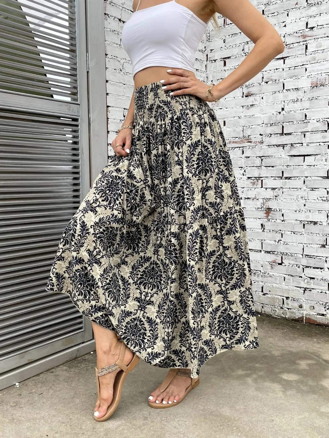 Printed Elastic Waist Maxi Skirt sold by Charming Charlie product image thumbnail 5