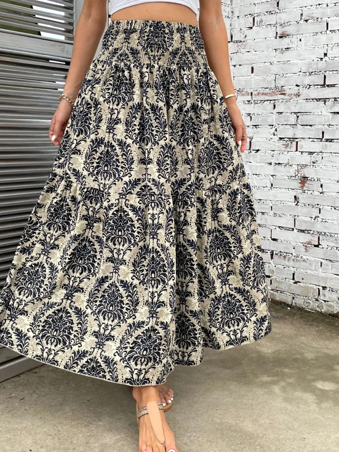 Printed Elastic Waist Maxi Skirt sold by Charming Charlie product image thumbnail 3