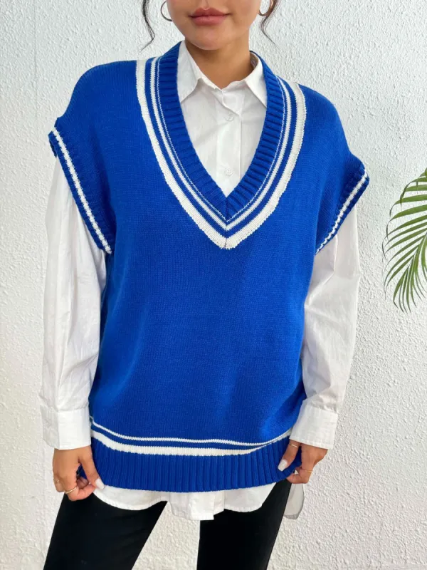 Contrast Trim V-Neck Sweater Vest sold by Charming Charlie