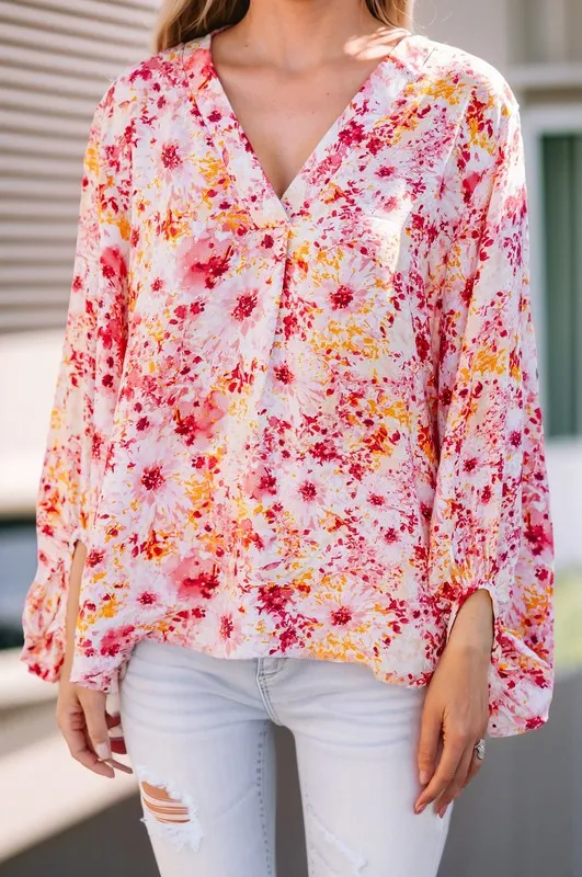 Floral Print V-Neck Lantern Sleeve Blouse sold by Charming Charlie product image thumbnail 2
