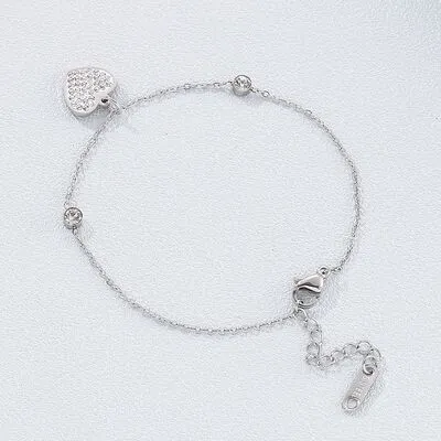 Inlaid Rhinestone Titanium Steel Heart Bracelet sold by Charming Charlie product image thumbnail 5
