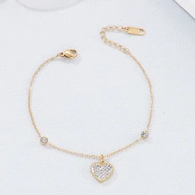 Inlaid Rhinestone Titanium Steel Heart Bracelet sold by Charming Charlie product image thumbnail 2