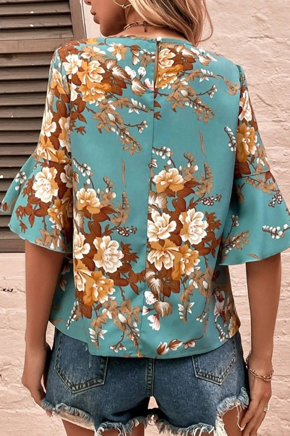 Printed Round Neck Half Sleeve Blouse sold by Charming Charlie product image thumbnail 4