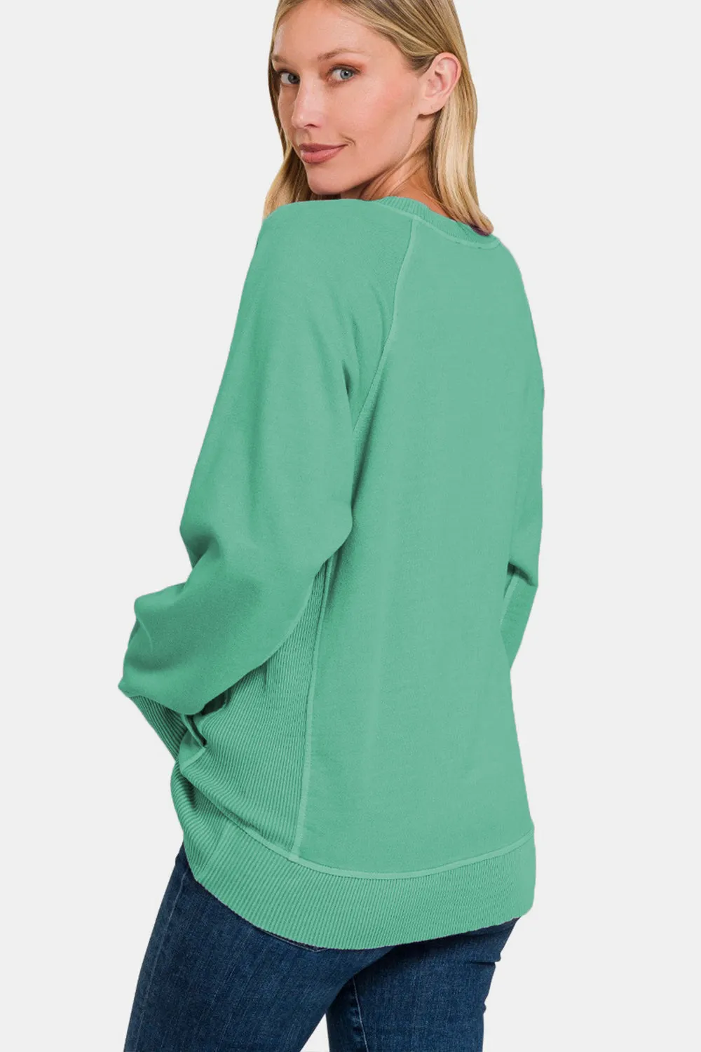 Zenana Pocketed Round Neck Long Sleeve Sweatshirt sold by Charming Charlie product image thumbnail 2