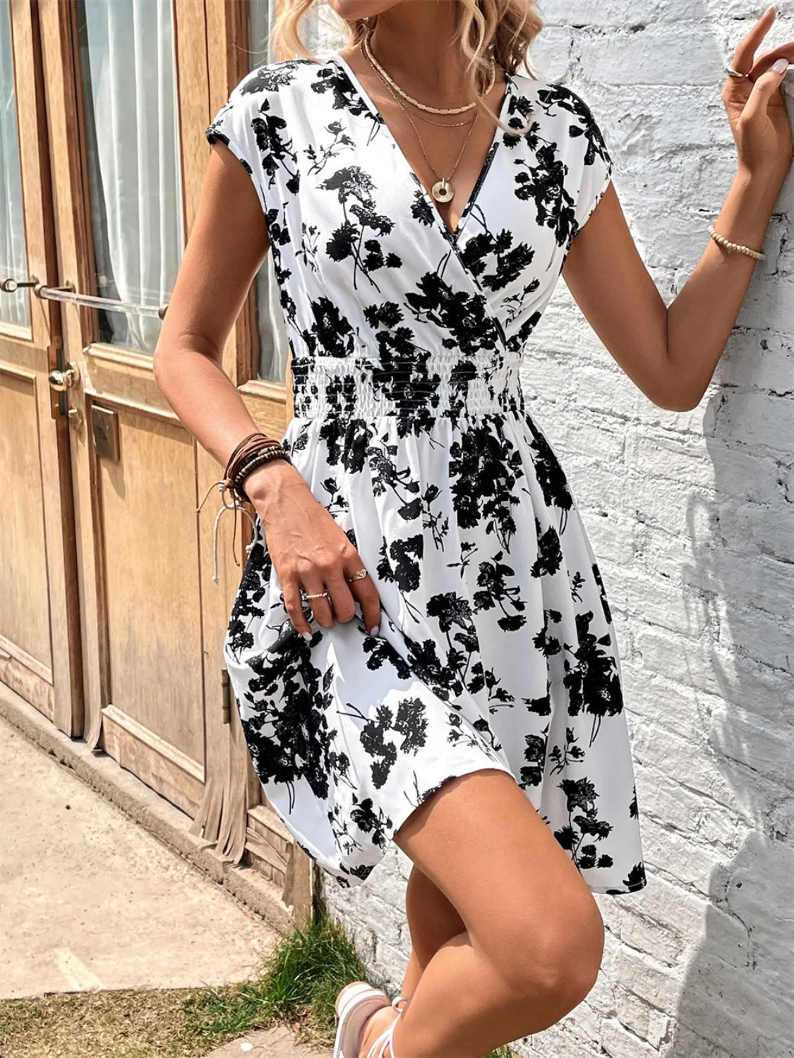 Printed Surplice Cap Sleeve Dress sold by Charming Charlie product image thumbnail 5