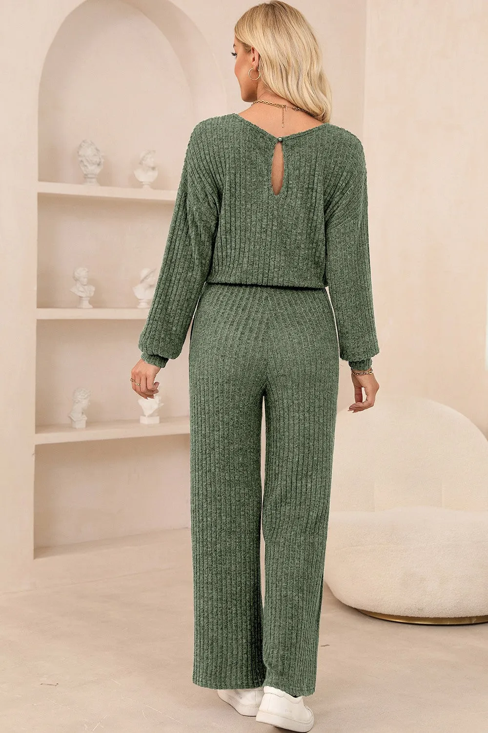 Round Neck Long Sleeve Jumpsuit sold by Charming Charlie product image thumbnail 5