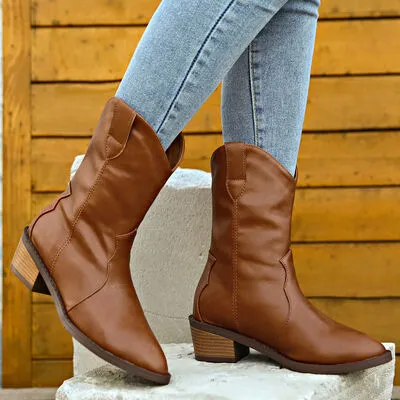 PU Leather Block Heel Boots sold by Charming Charlie product image thumbnail 3