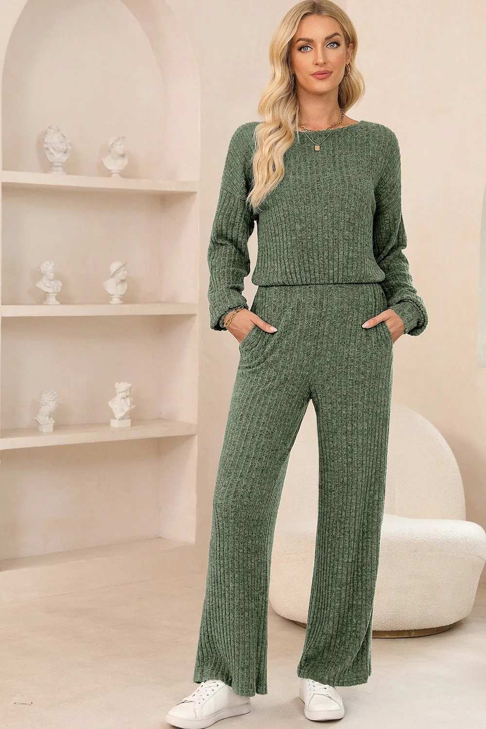 Round Neck Long Sleeve Jumpsuit sold by Charming Charlie product image thumbnail 2
