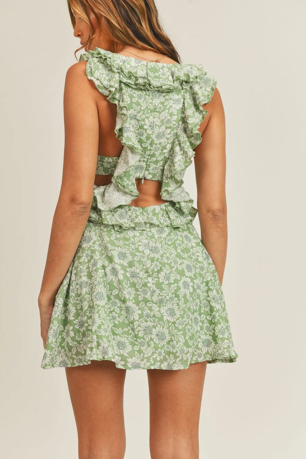 MABLE Floral Side Cutout Ruffled Mini Dress sold by Charming Charlie product image thumbnail 2