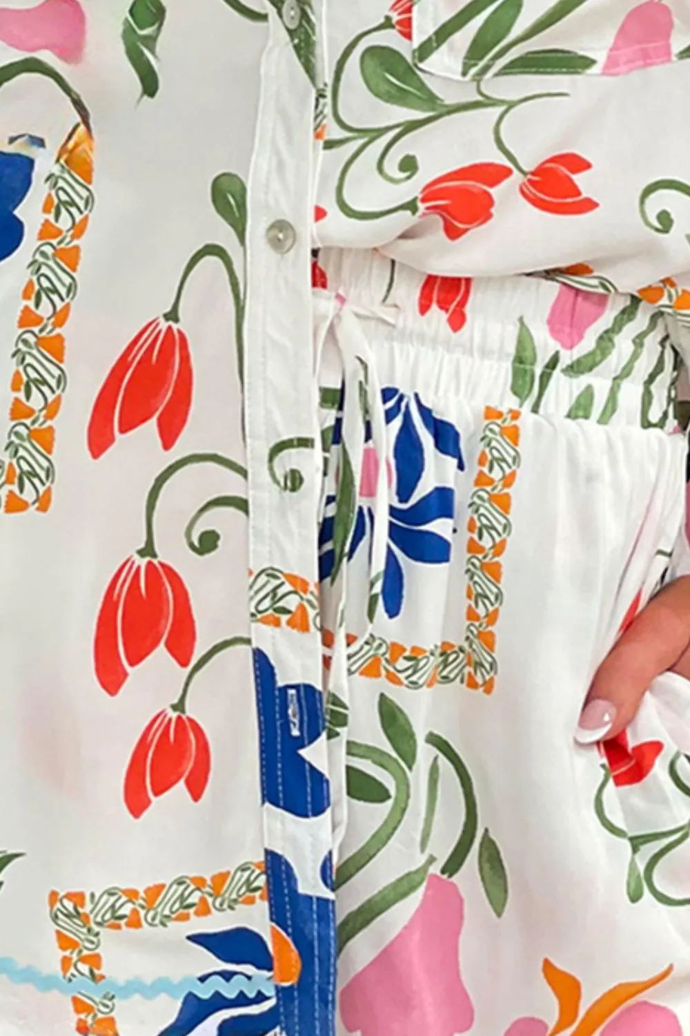 Printed Button Up Half Sleeve Top and Shorts Set sold by Charming Charlie product image thumbnail 3