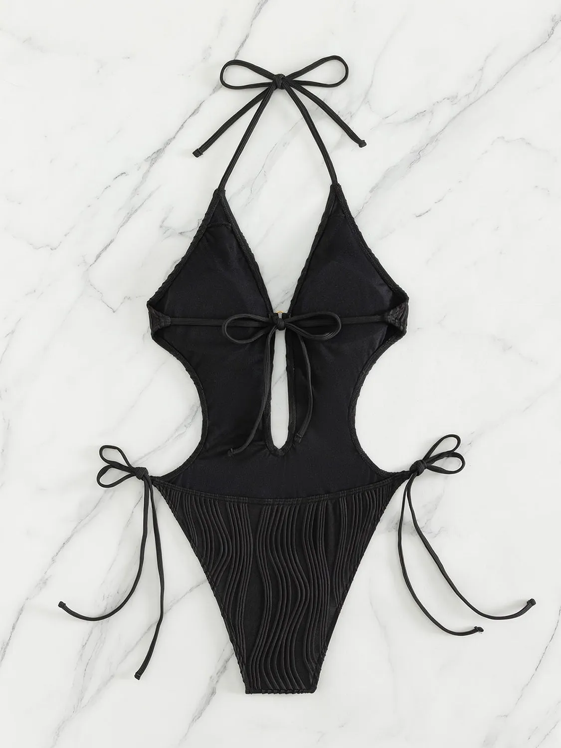 Textured Cutout Tied One-Piece Swimwear sold by Charming Charlie product image thumbnail 4