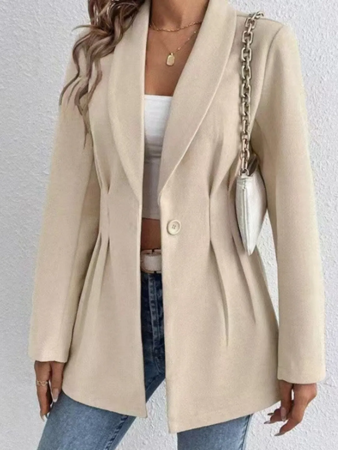 One Button Long Sleeve Blazer sold by Charming Charlie