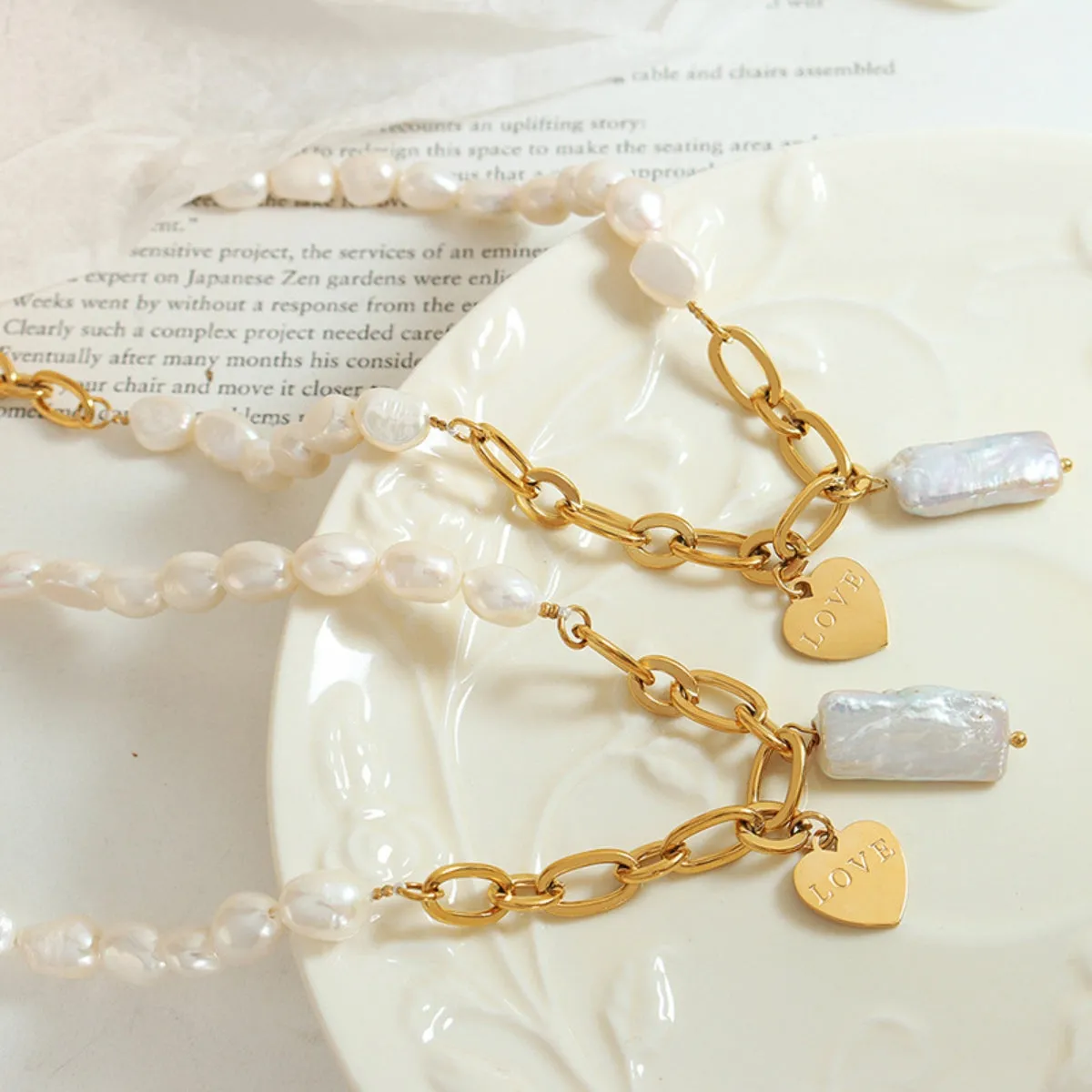 Freshwater Pearl Titanium Steel Necklace sold by Charming Charlie product image thumbnail 2