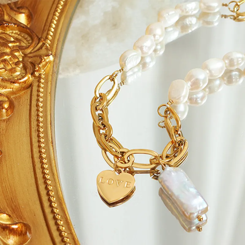 Freshwater Pearl Titanium Steel Necklace sold by Charming Charlie