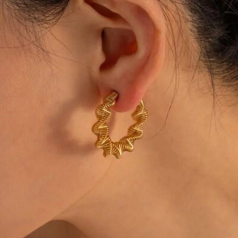 Gold-Plated Stainless Steel C-Hoop Earrings sold by Charming Charlie