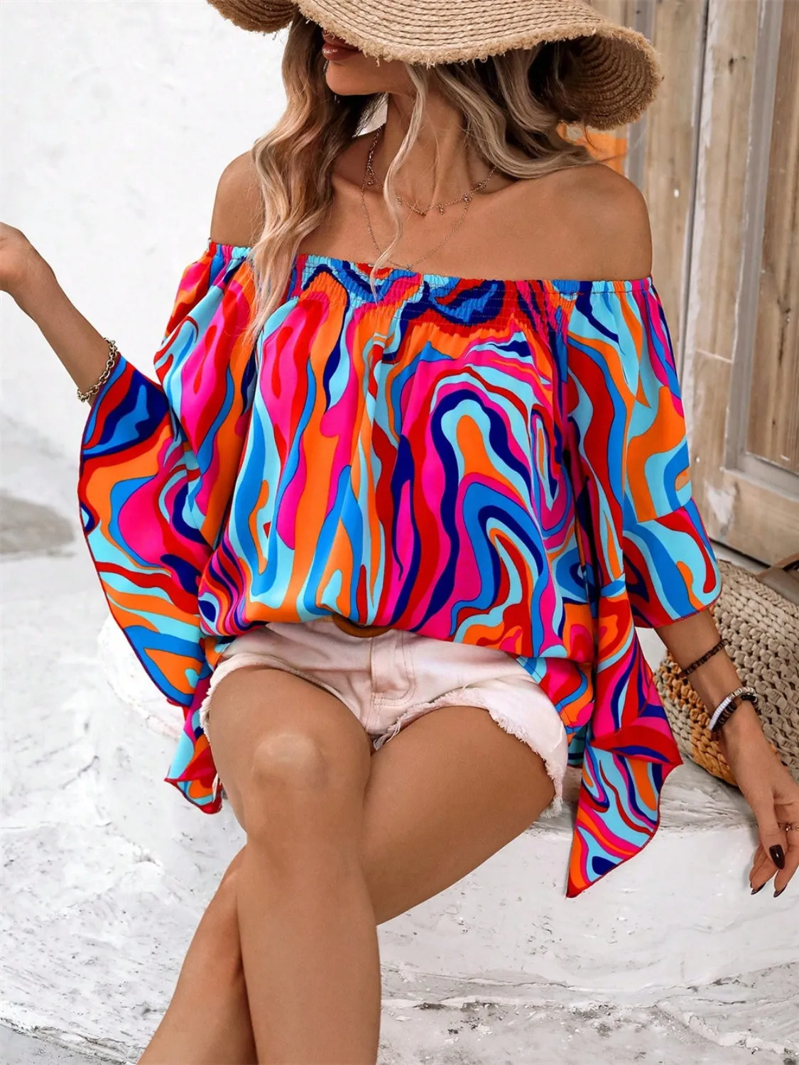 Printed Off-Shoulder Blouse sold by Charming Charlie product image thumbnail 4