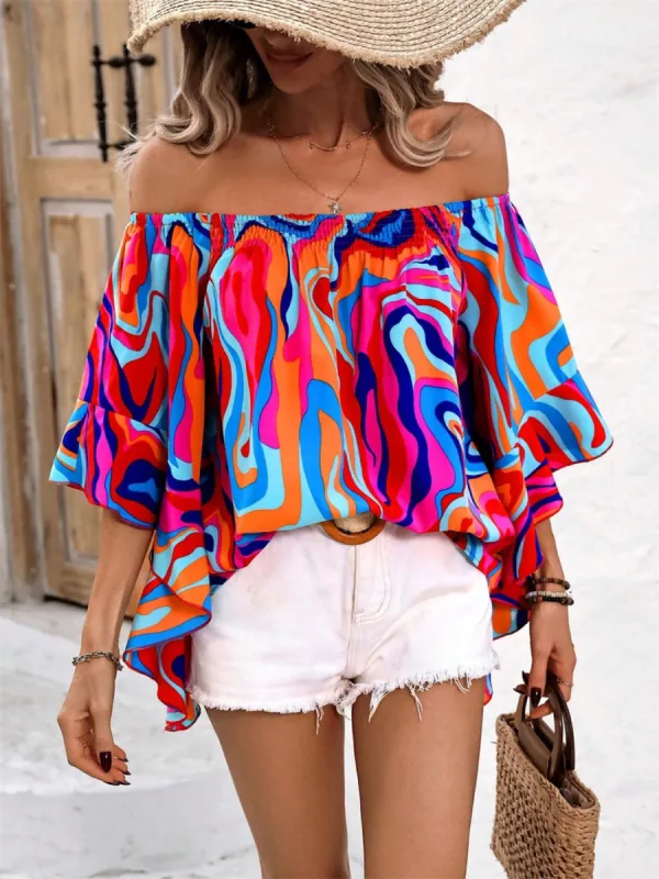 Printed Off-Shoulder Blouse sold by Charming Charlie
