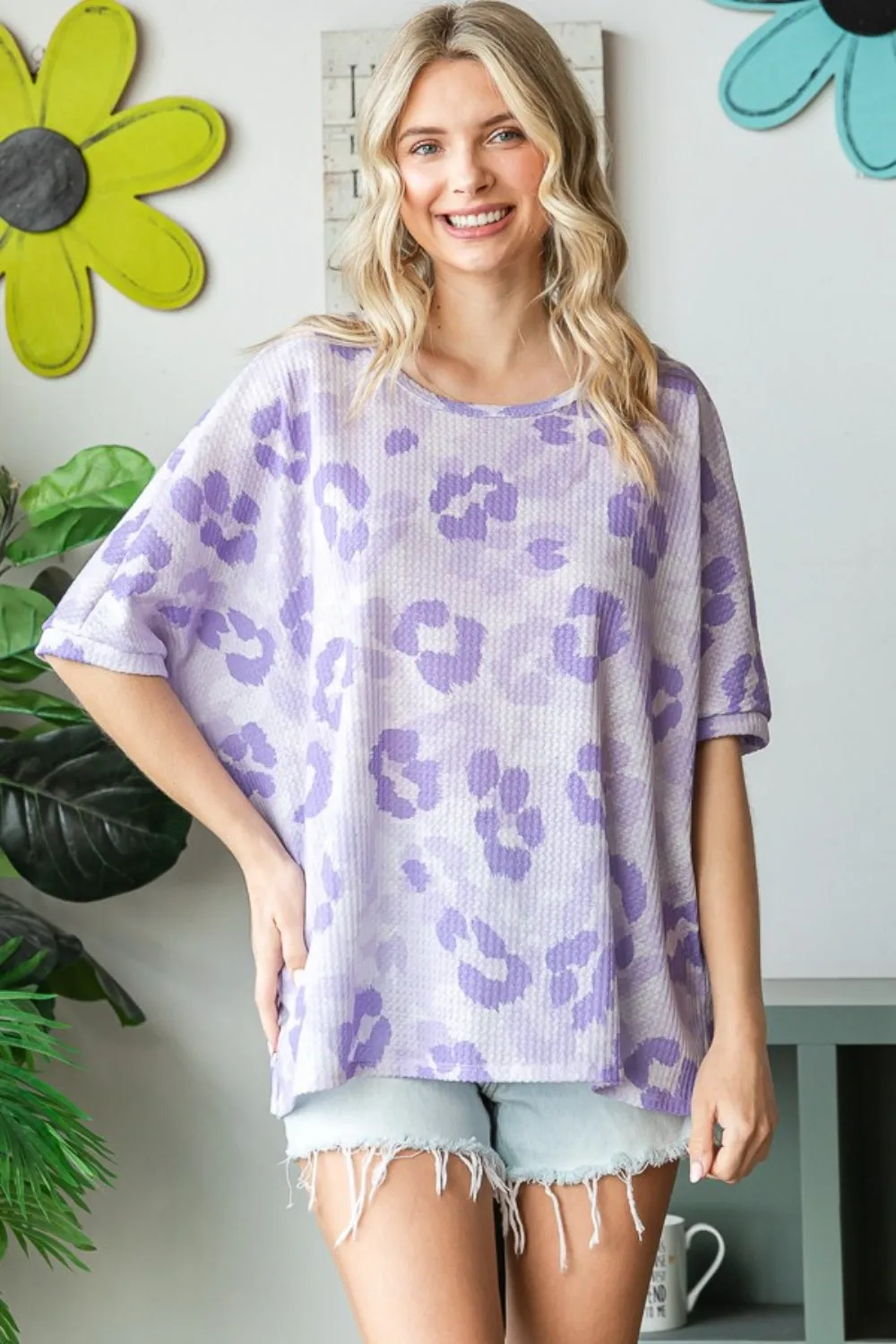 HOPELY Print Waffle Oversized T-Shirt sold by Charming Charlie product image thumbnail 4